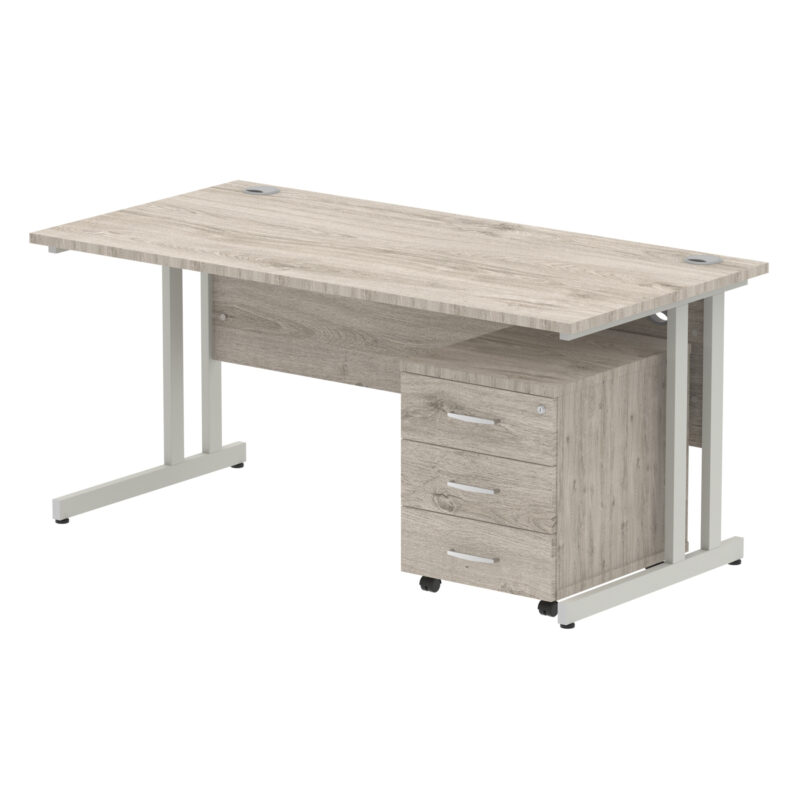 impulse 1600mm cantilever straight desk with mobile pedestal