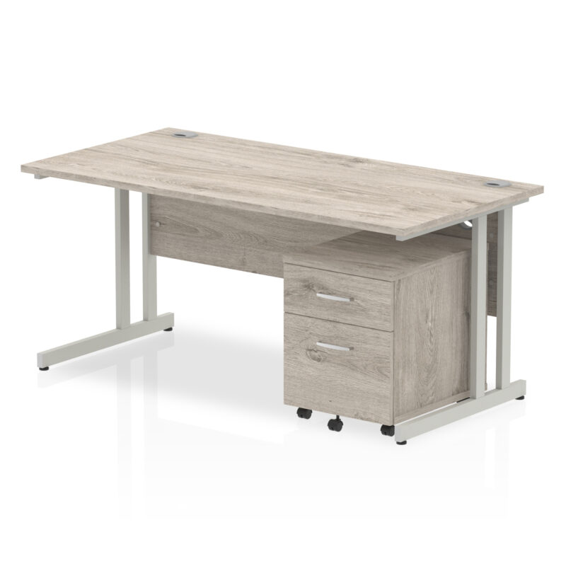 impulse 1600mm cantilever straight desk with mobile pedestal