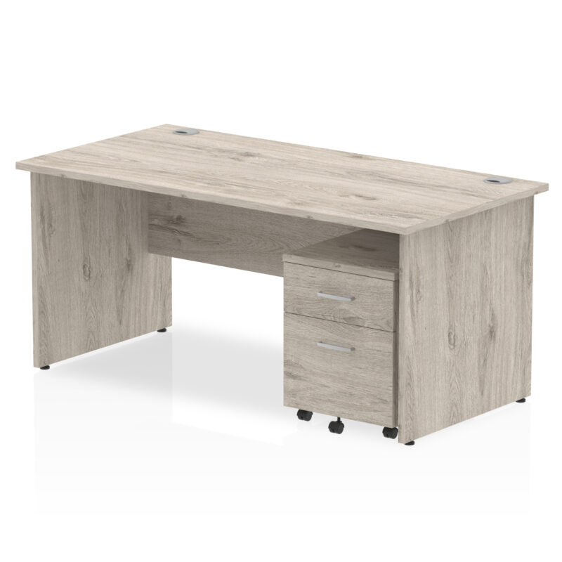 impulse panel end straight desk with mobile pedestal
