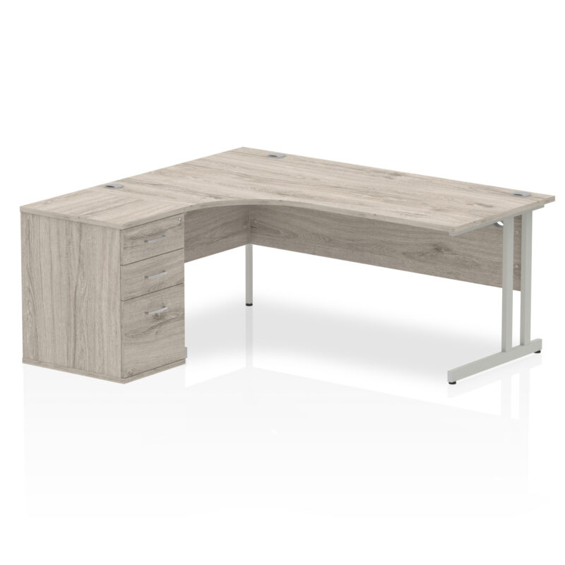 impulse 1800mm cantilever left crescent desk workstation