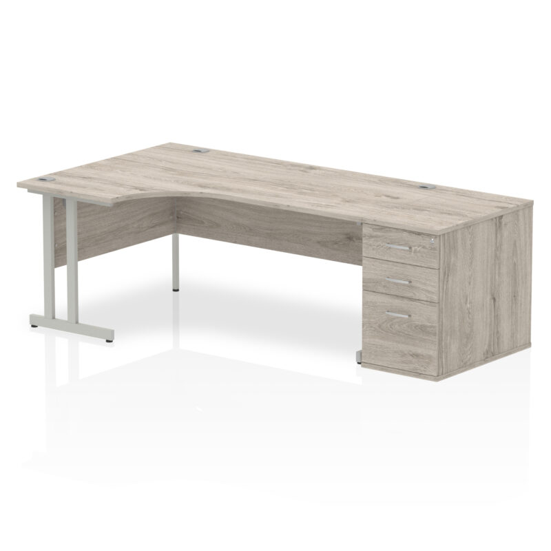 impulse 1800mm cantilever left crescent desk workstation
