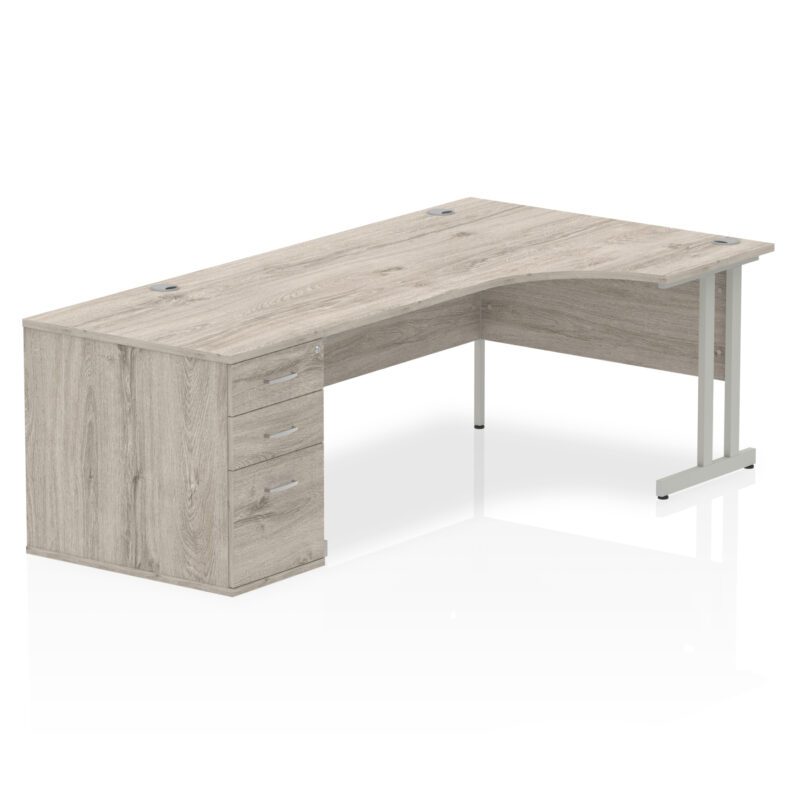 impulse 1800mm cantilever right crescent desk workstation