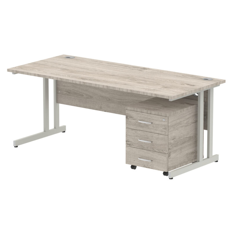 impulse 1800mm cantilever straight desk with mobile pedestal