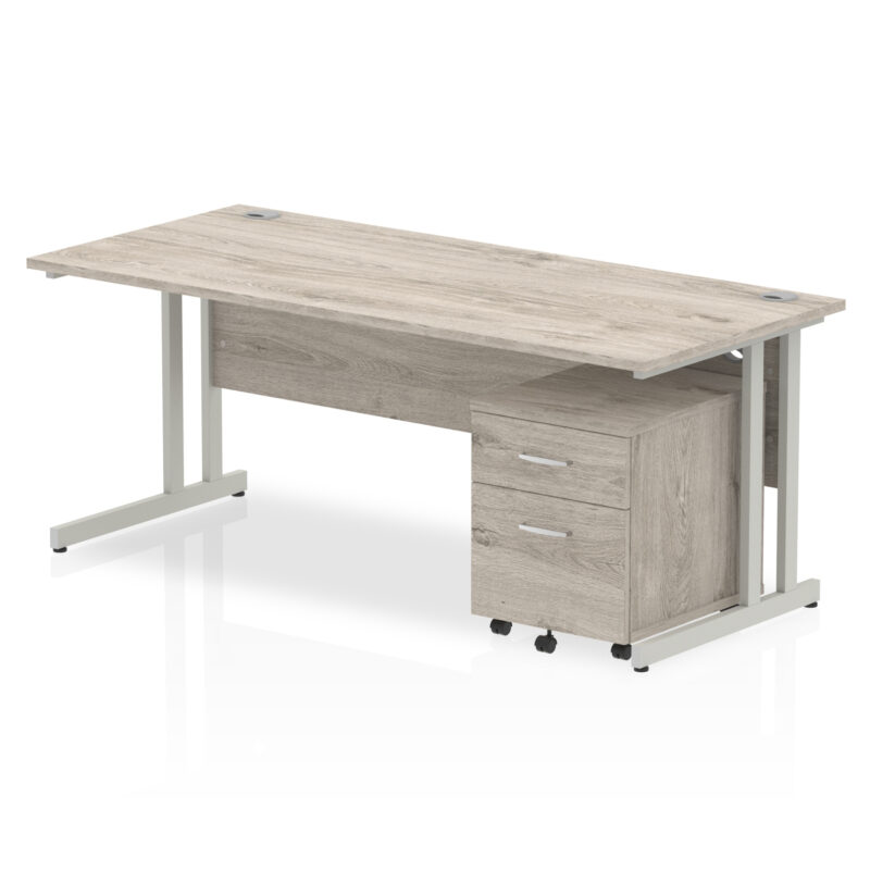 impulse 1800mm cantilever straight desk with mobile pedestal
