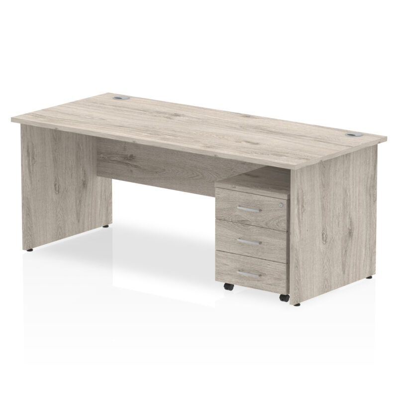 impulse panel end straight desk with mobile pedestal