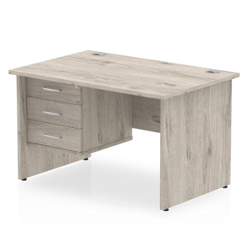 impulse 1200mm panel end straight desk with single fixed pedestal