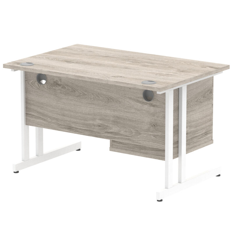 impulse 1200mm cantilever straight desk with single fixed pedestal