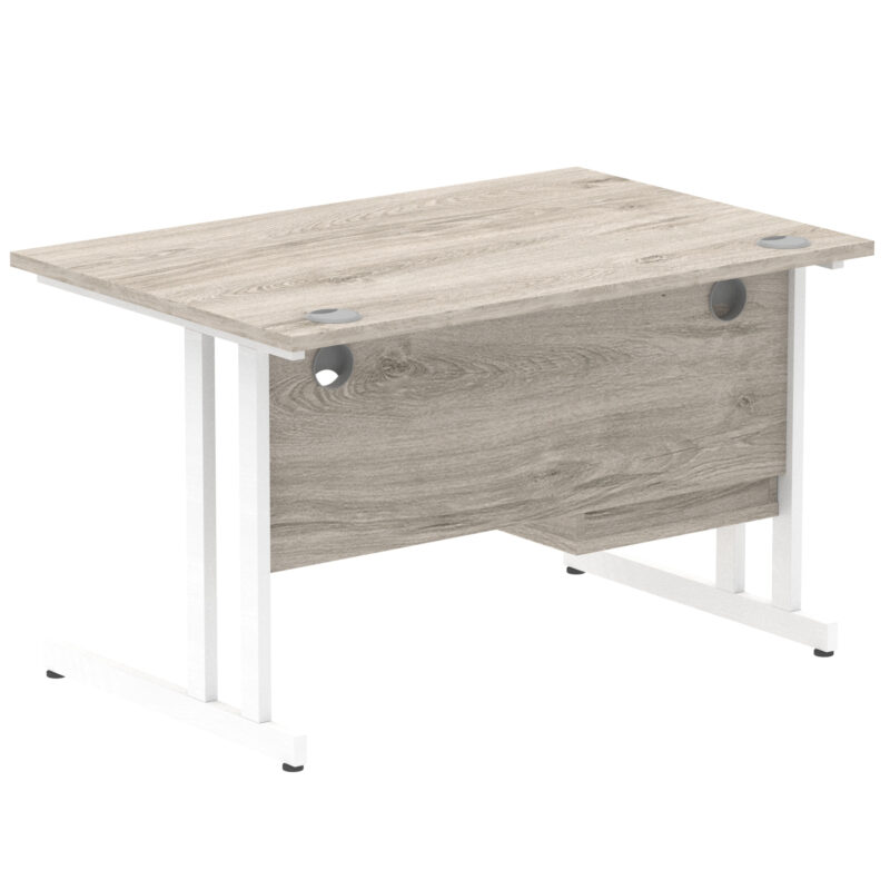 impulse 1200mm cantilever straight desk with single fixed pedestal