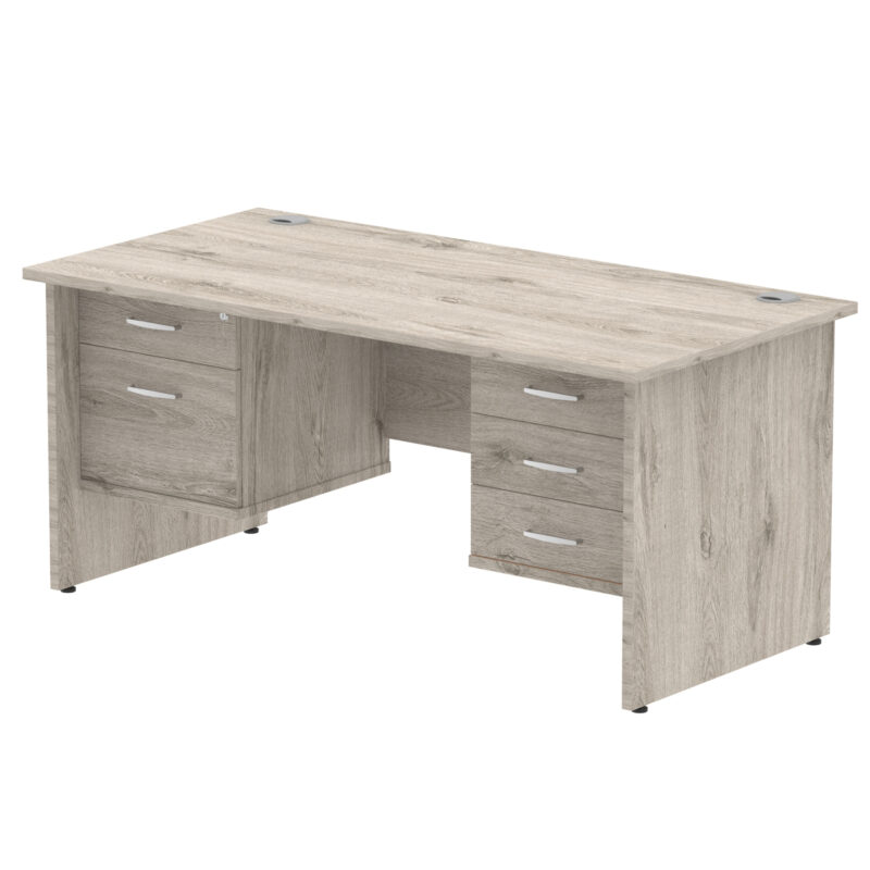 impulse 1600mm panel end straight desk with two fixed pedestal