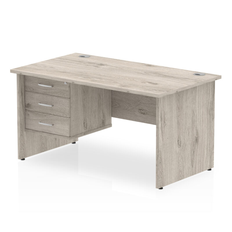 impulse 1600mm panel end straight desk with single fixed pedestal