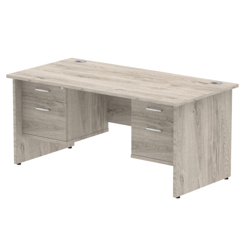 impulse 1600mm panel end straight desk with two fixed pedestal