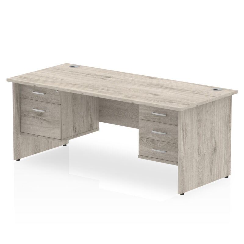 impulse 1800mm panel end straight desk with two fixed pedestal