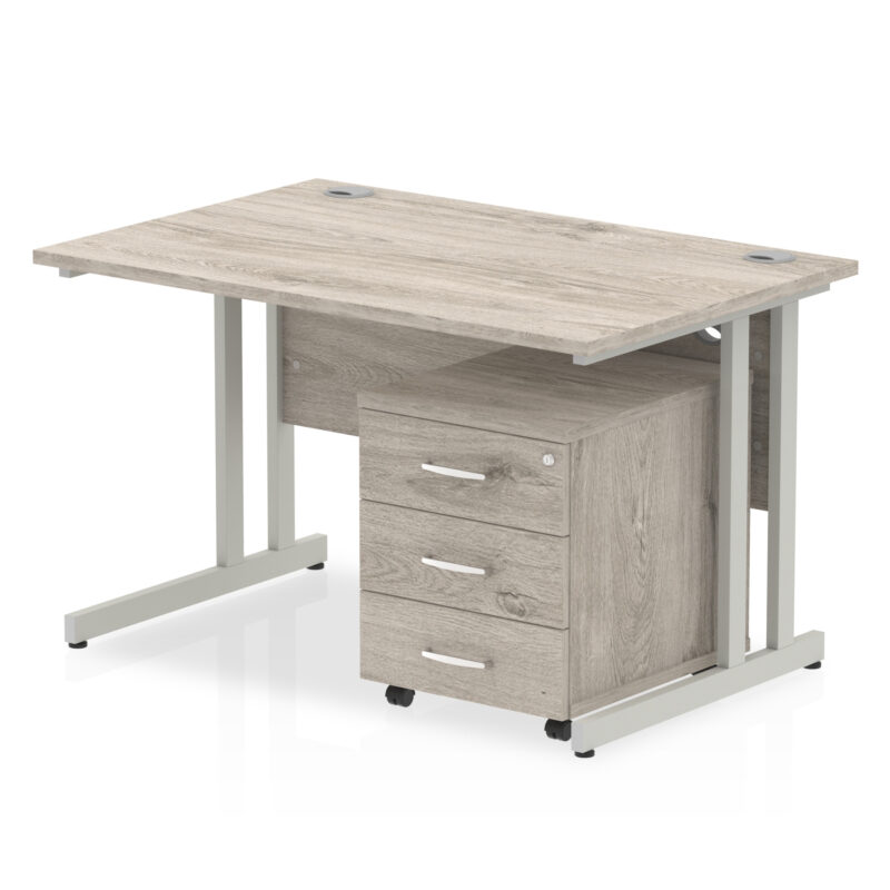 impulse 1200mm cantilever straight desk with mobile pedestal