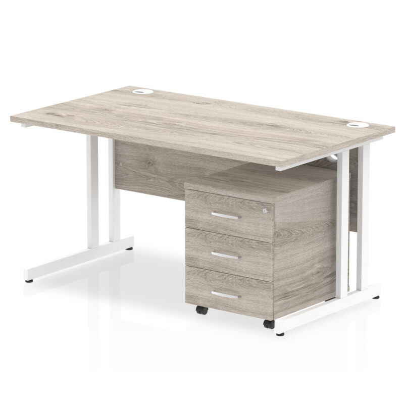 impulse 1400mm cantilever straight desk with mobile pedestal