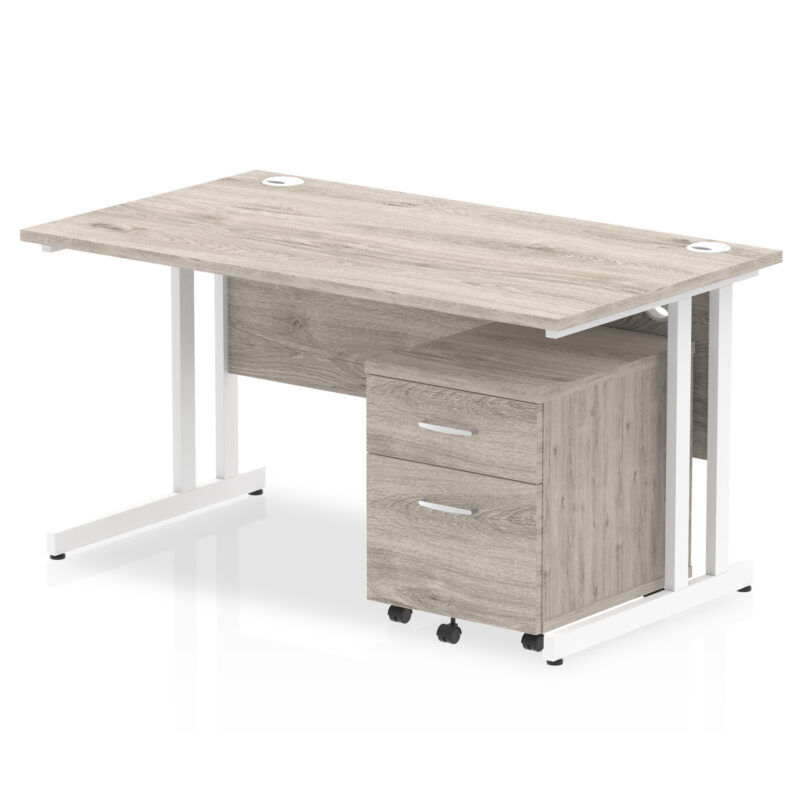 impulse 1400mm cantilever straight desk with mobile pedestal