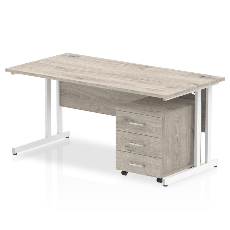 impulse 1600mm cantilever straight desk with mobile pedestal