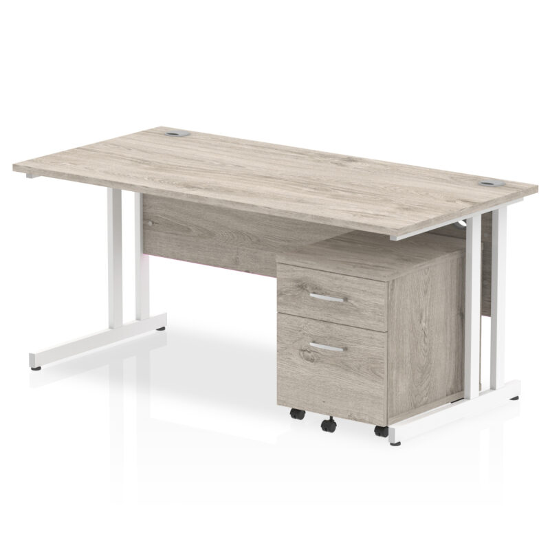 impulse 1600mm cantilever straight desk with mobile pedestal
