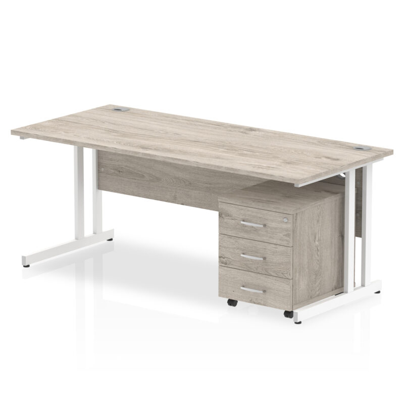 impulse 1800mm cantilever straight desk with mobile pedestal