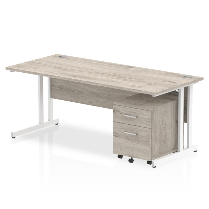 impulse 1800mm cantilever straight desk with mobile pedestal