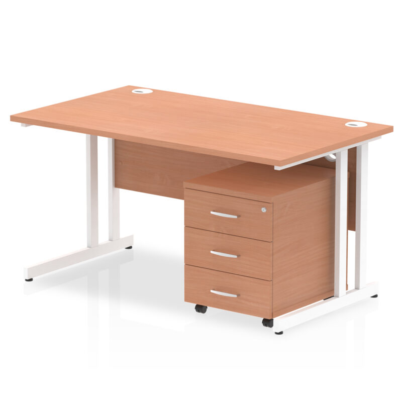 impulse 1400mm cantilever straight desk with mobile pedestal