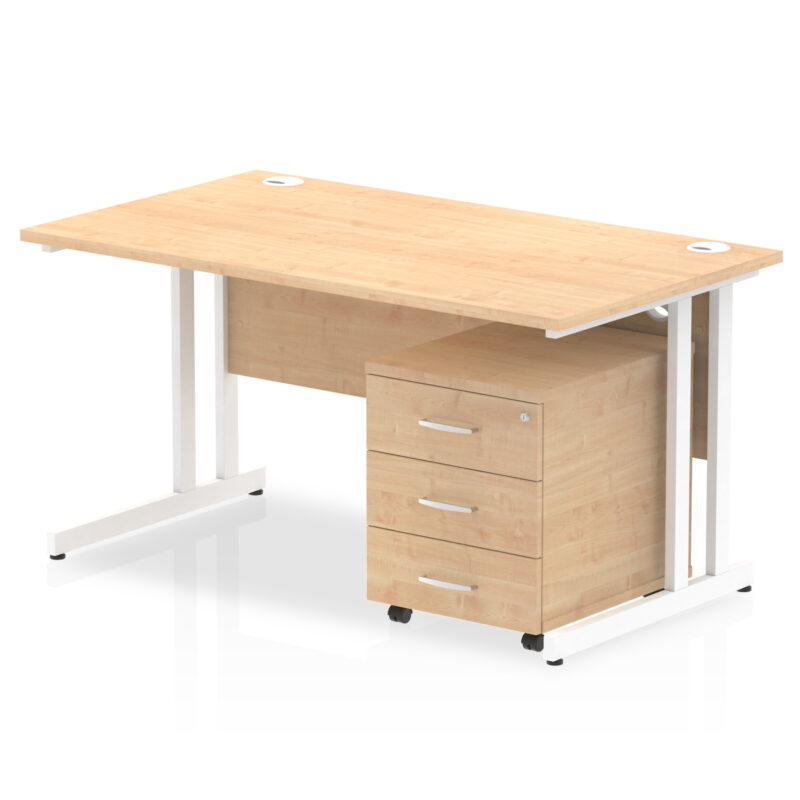impulse 1400mm cantilever straight desk with mobile pedestal