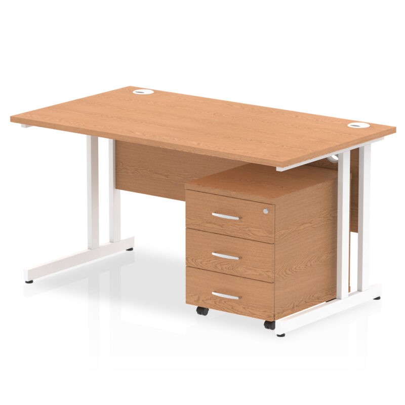 impulse 1400mm cantilever straight desk with mobile pedestal
