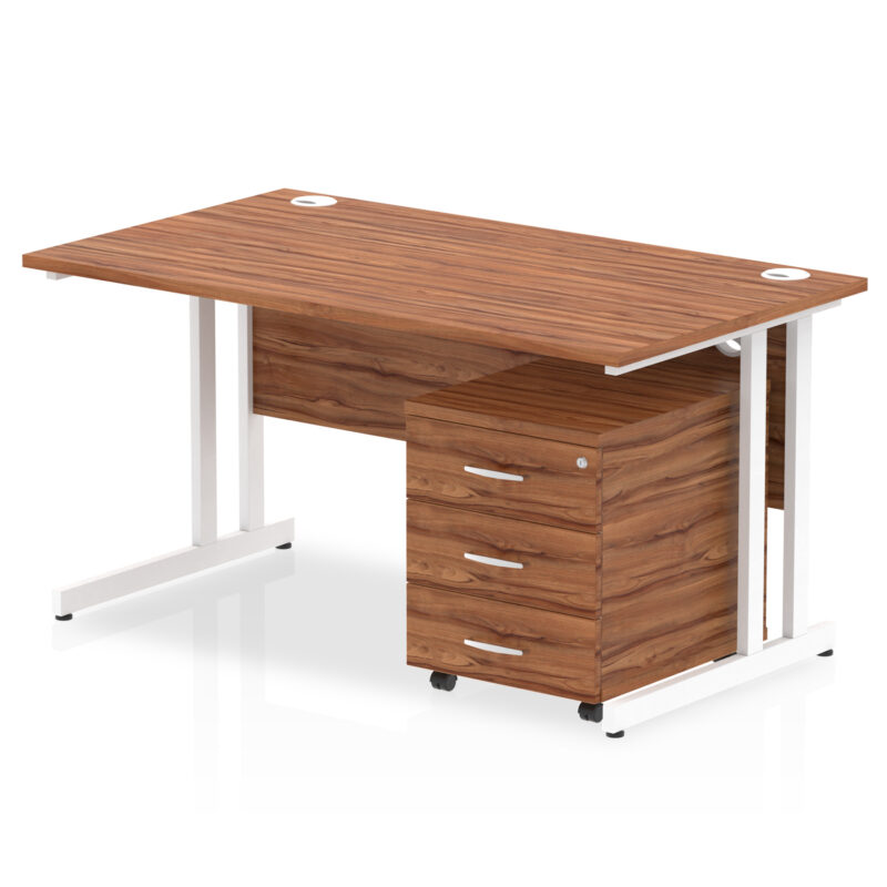 impulse 1400mm cantilever straight desk with mobile pedestal