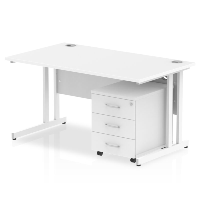 impulse 1400mm cantilever straight desk with mobile pedestal