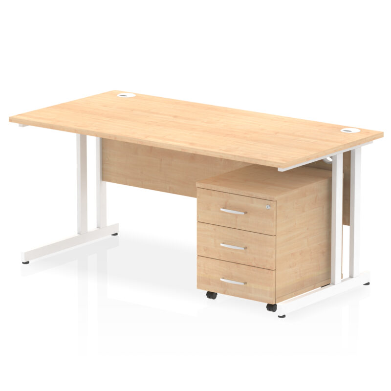 impulse 1600mm cantilever straight desk with mobile pedestal