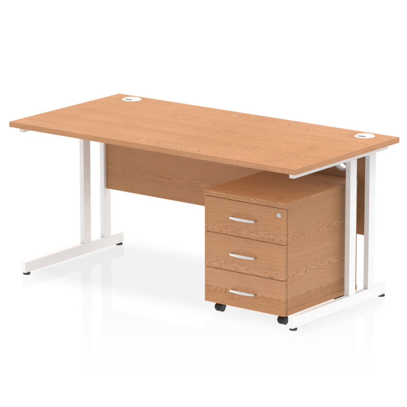 impulse 1600mm cantilever straight desk with mobile pedestal