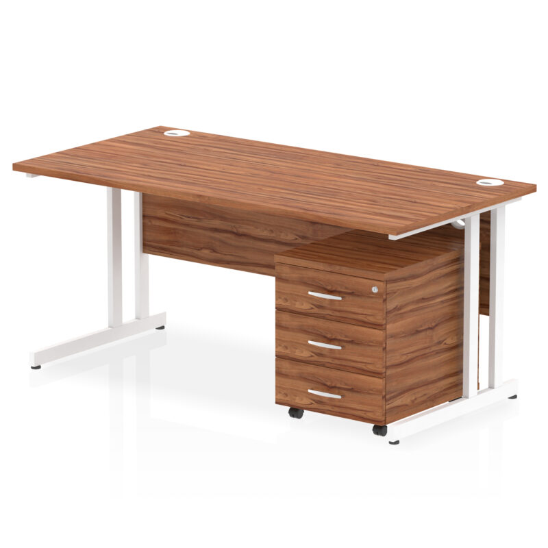 impulse 1600mm cantilever straight desk with mobile pedestal