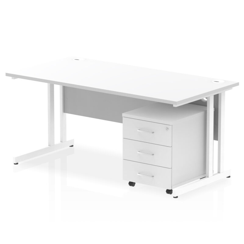 impulse 1600mm cantilever straight desk with mobile pedestal