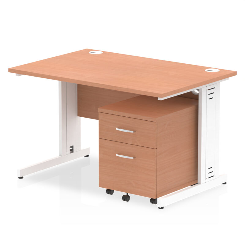 impulse 1200mm cable managed straight desk with mobile pedestal