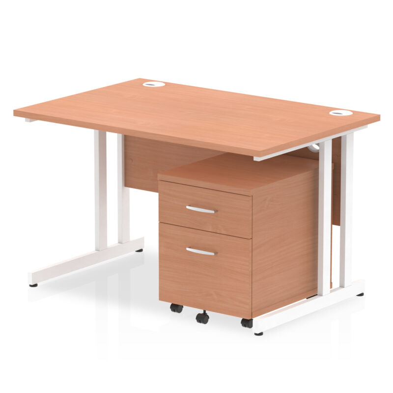 impulse 1200mm cantilever straight desk with mobile pedestal