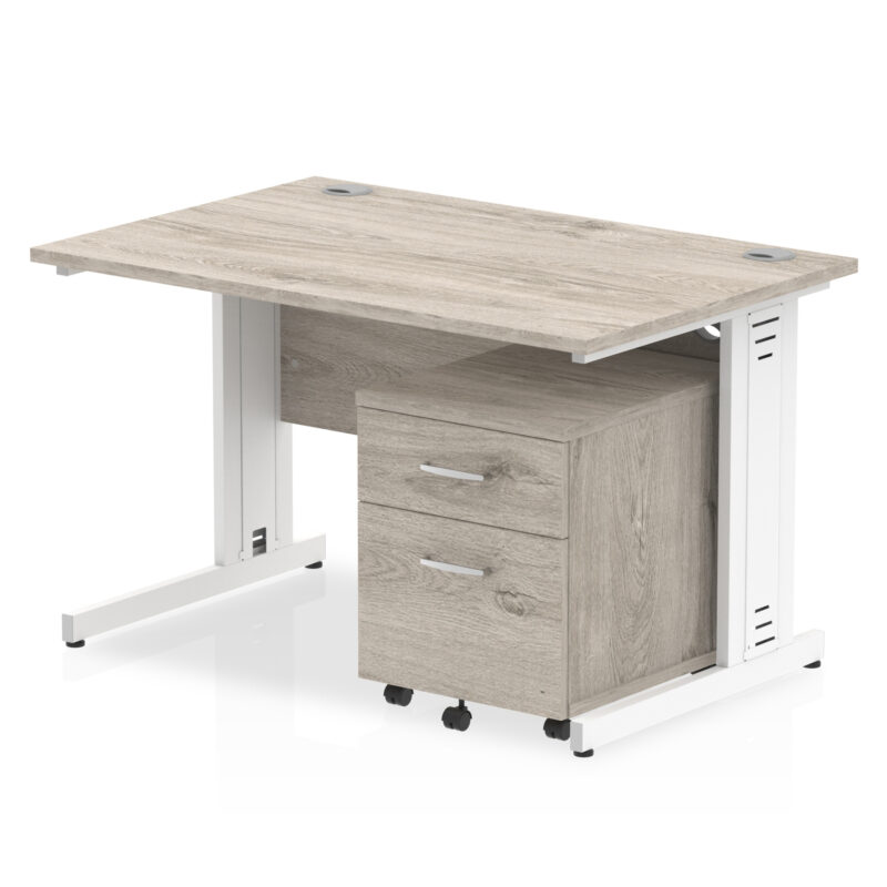 impulse 1200mm cable managed straight desk with mobile pedestal