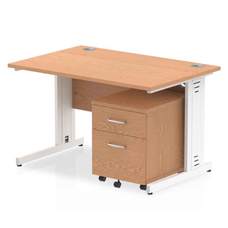 impulse 1200mm cable managed straight desk with mobile pedestal