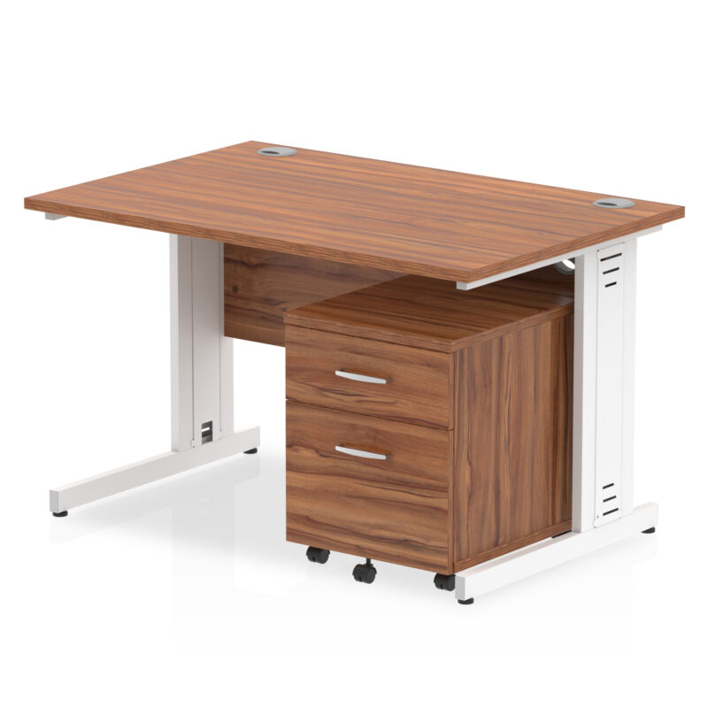 impulse 1200mm cable managed straight desk with mobile pedestal
