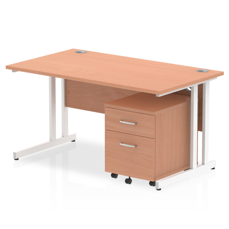 impulse 1400mm cantilever straight desk with mobile pedestal