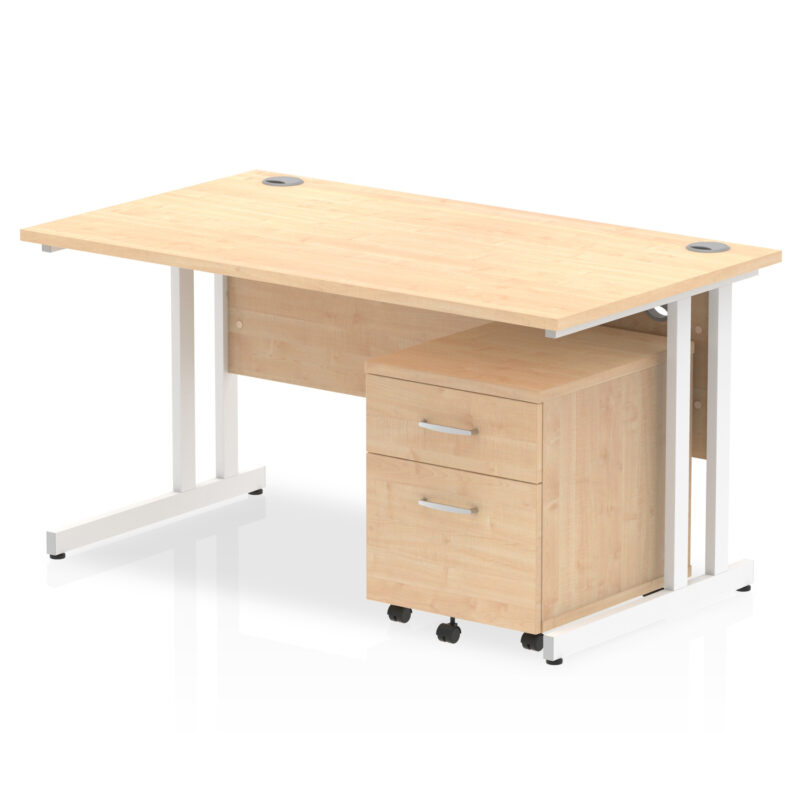 impulse 1400mm cantilever straight desk with mobile pedestal