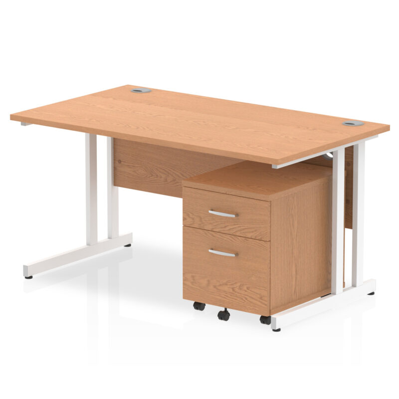 impulse 1400mm cantilever straight desk with mobile pedestal