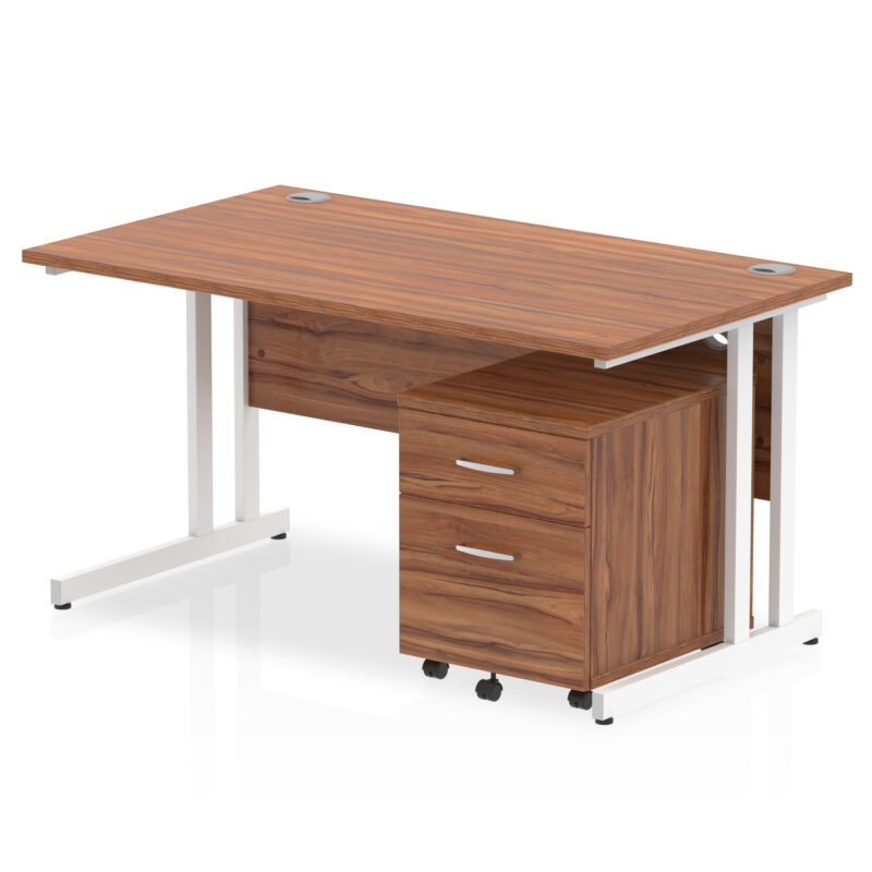 impulse 1400mm cantilever straight desk with mobile pedestal