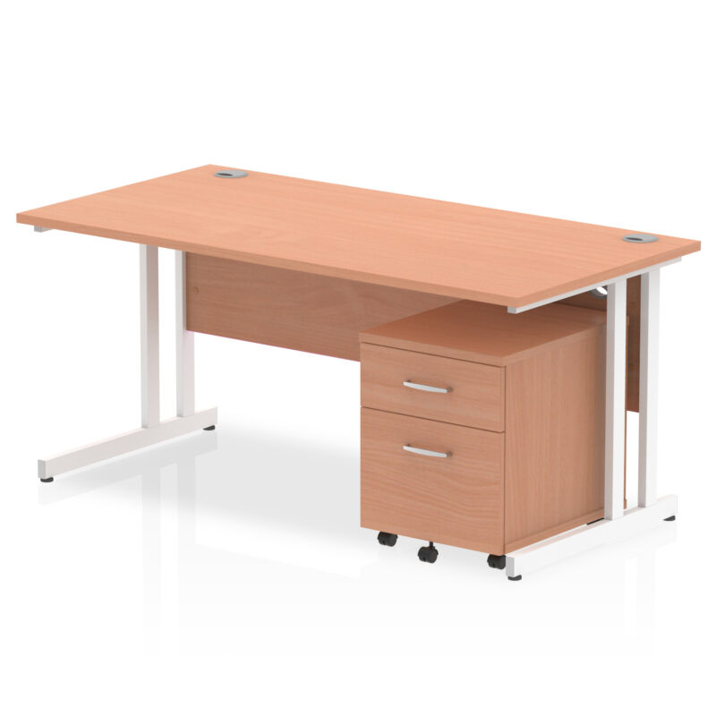 impulse 1600mm cantilever straight desk with mobile pedestal