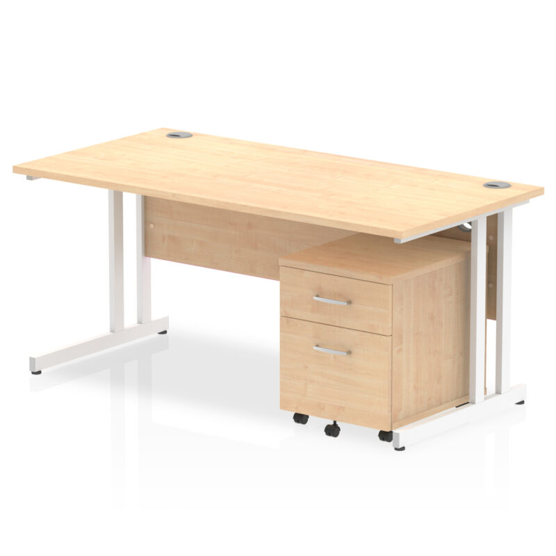 impulse 1600mm cantilever straight desk with mobile pedestal