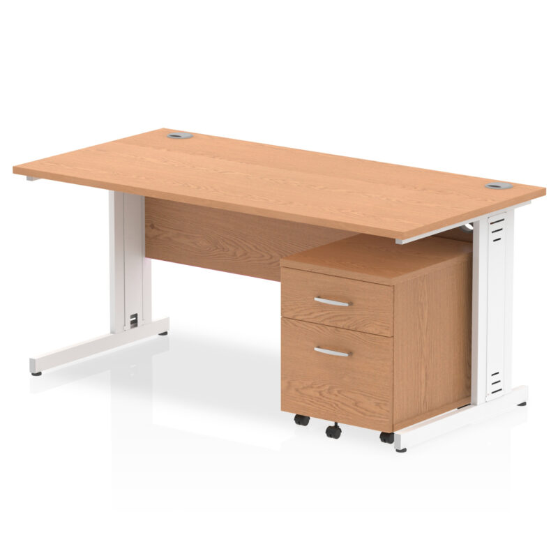 impulse 1600mm cable managed straight desk with mobile pedestal