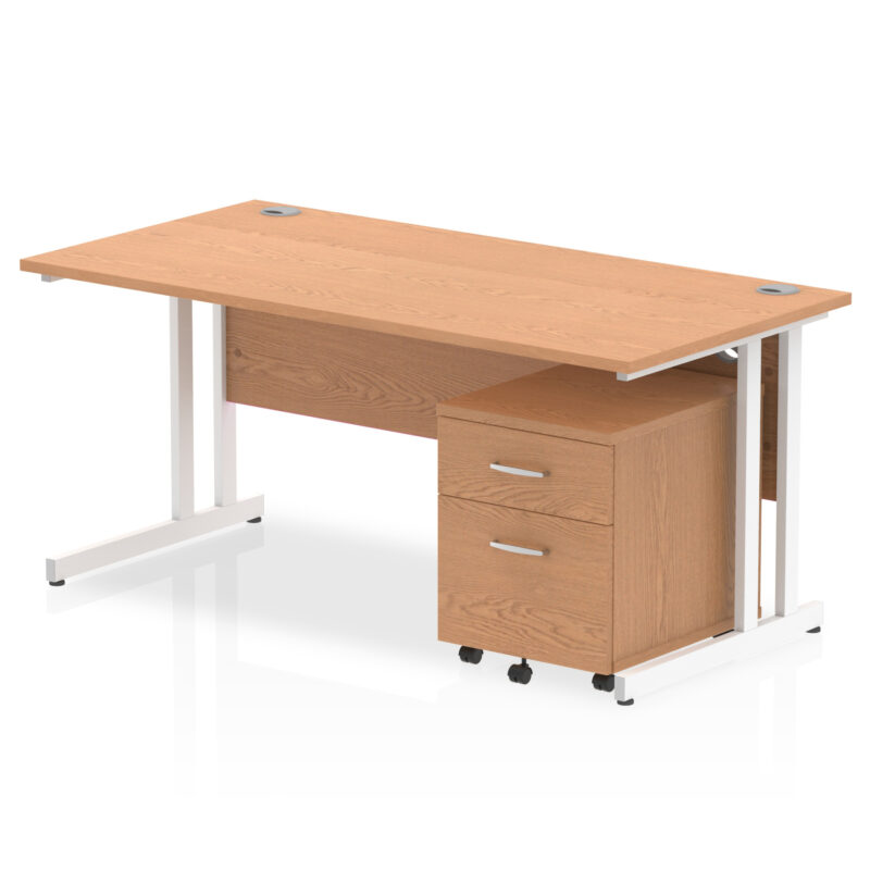 impulse 1600mm cantilever straight desk with mobile pedestal