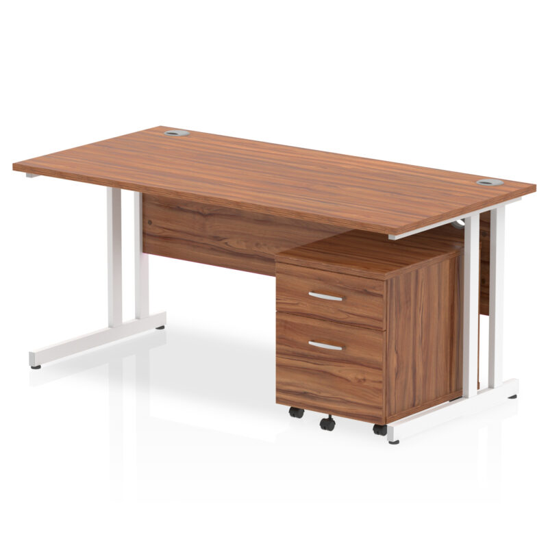 impulse 1600mm cantilever straight desk with mobile pedestal