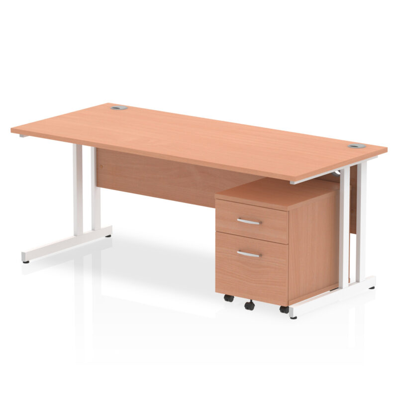 impulse 1800mm cantilever straight desk with mobile pedestal