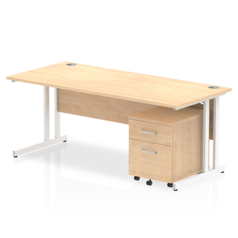 impulse 1800mm cantilever straight desk with mobile pedestal