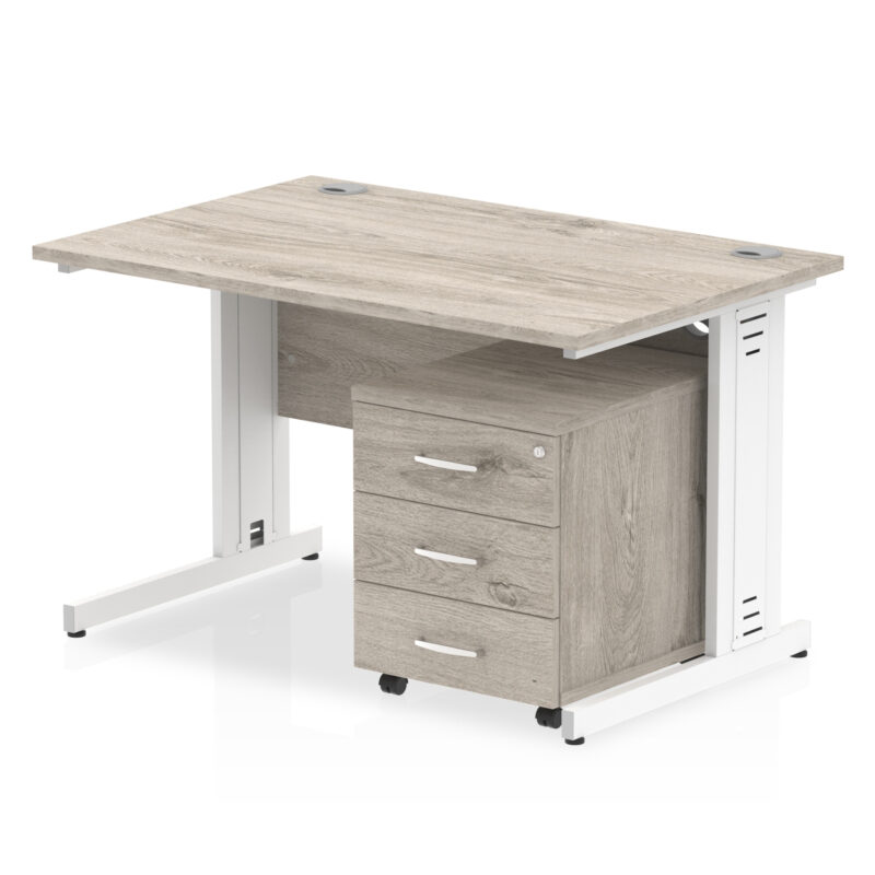 impulse 1200mm cable managed straight desk with mobile pedestal