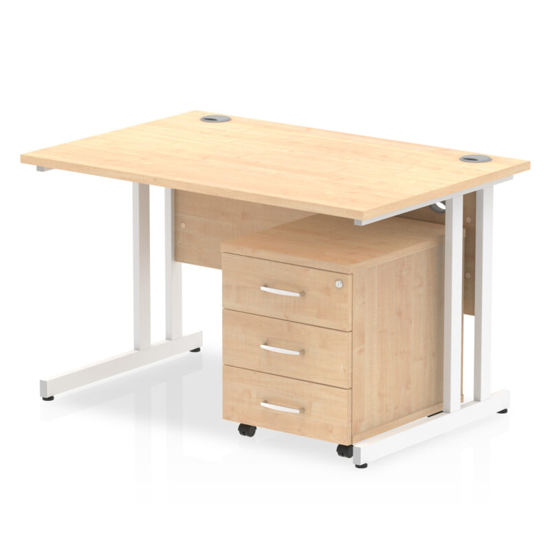 impulse 1200mm cantilever straight desk with mobile pedestal